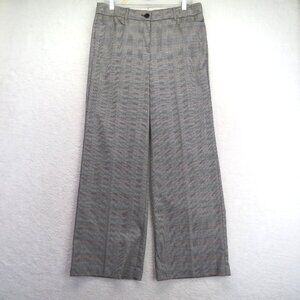 LOFT Pants Womens 10 Gray Plaid High Waist Trouser Wide‎ Leg Stretch Career